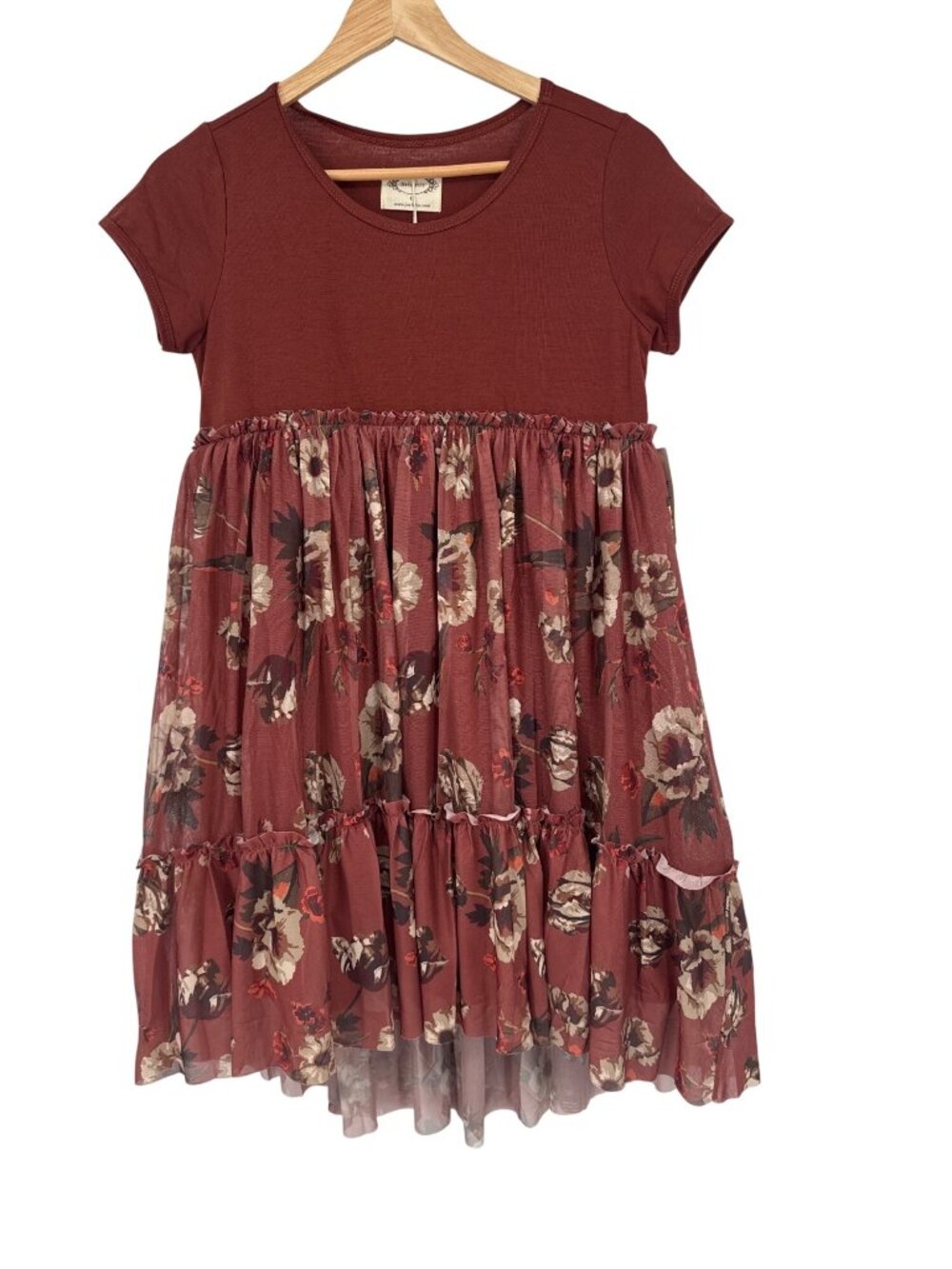 Mia Joy Girls Lorelei Dress Cinnamon Floral Ruffled tulle size 12 NEW - Picture 2 of 6